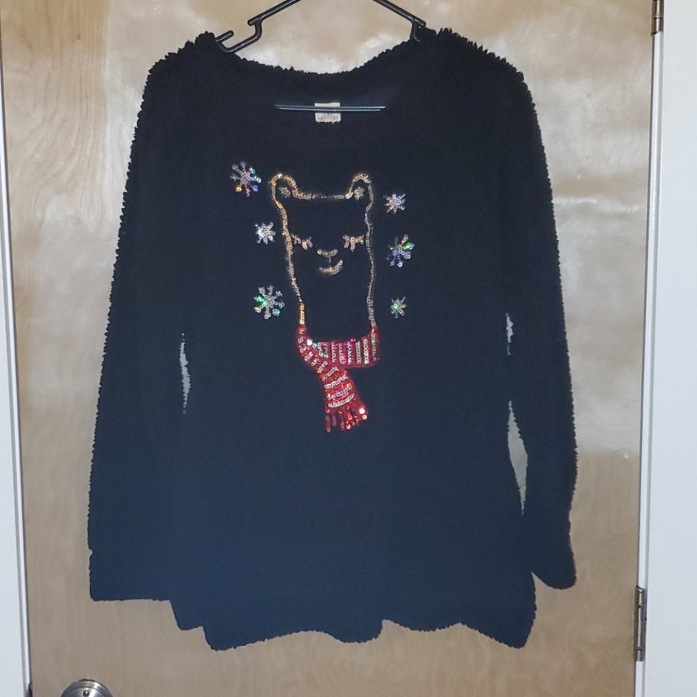 Black Christmas Llama Sweater